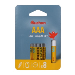 Baterie Alkaliczne AAA (LR03) 1,5 V 8 SZT. Auchan 8 sztuk