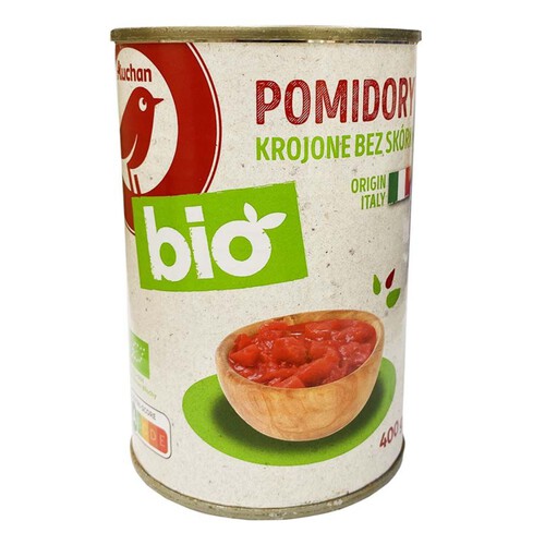 BIO pomidory krojone bez skórki Auchan 400 g