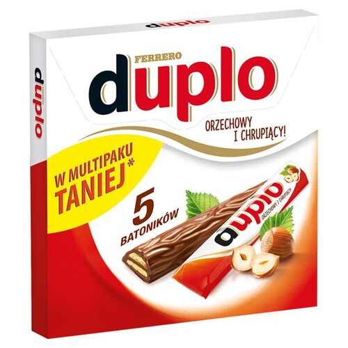 Wafel z orzechowym nadzieniem pokryty mleczną czekoladą Duplo 5 x 18,2 g