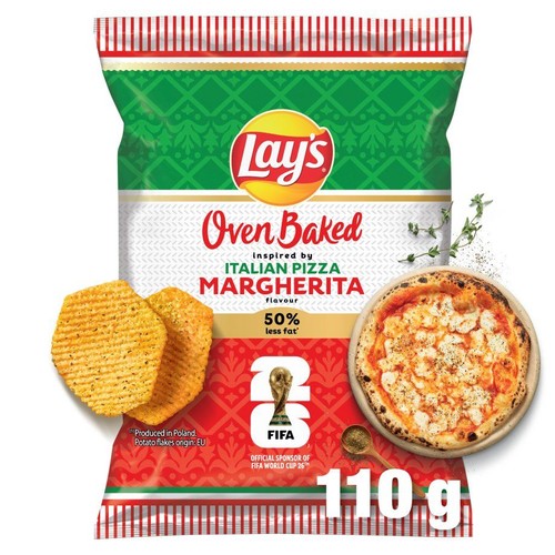 Opakowanie chipsów Lay's Oven Baked o smaku włoskiej pizzy Margherita.