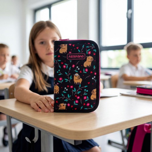 Piórnik pojedynczy dwuklapkowy bez wyposażenia Astrabag Flower Capy AC1 ASTRA 1 sztuka