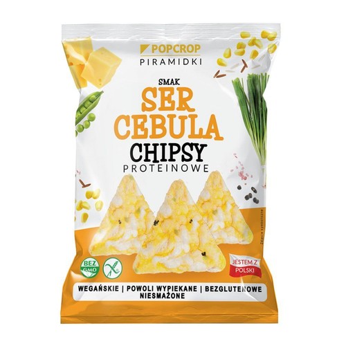 Chipsy proteinowe ser - cebula bezglutenowe POPCROP 60 g