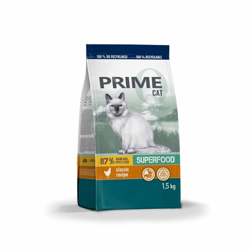 Karma sucha dla kotów bogata w kurczaka z wątróbką i warzywami PRIME 1,5 kg