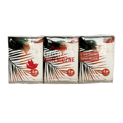 Chusteczki higieniczne 4 warstwowe super miękkie Auchan 6 sztuk