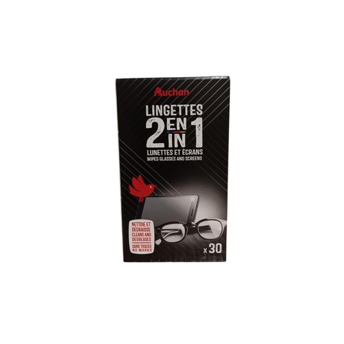 Chusteczki do okularów 2w1 Auchan 30 sztuk