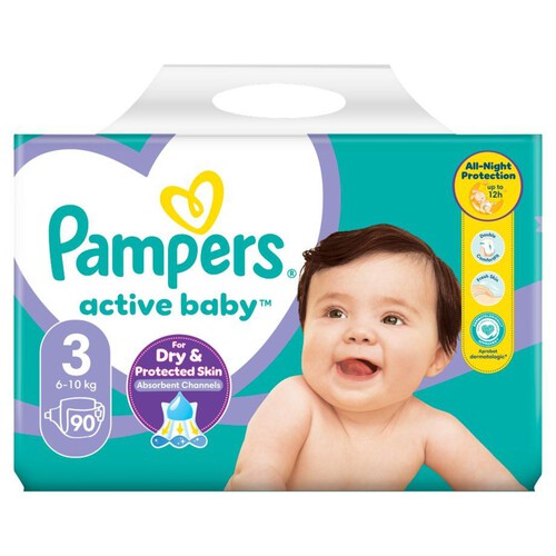 Pieluszki Active Baby 3 6-10 kg Pampers 90 sztuk