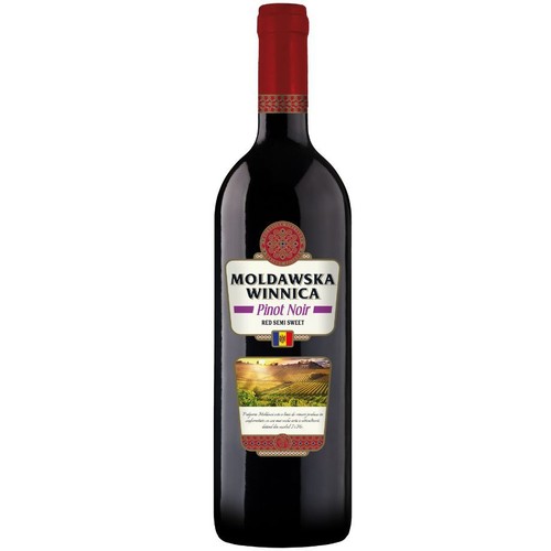 Wino mołdawskie czerwone półsłodkie Pinot Noir alk. 12,5% obj.   Moldawska Winnica 750 ml