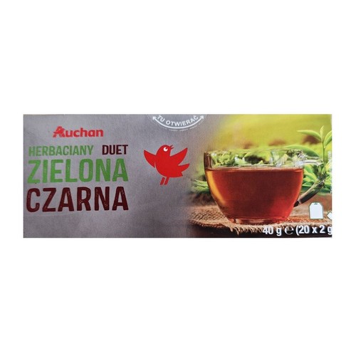 Herbaciany duet zielona czarna Auchan 20 torebek
