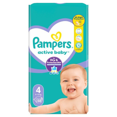 Active Baby Maxi Pack rozmiar 4 ( 9 - 14 kg ) pieluchy Pampers 58 sztuk