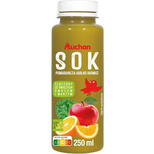 Sok pomarańcza-jabłko-jarmuż Auchan 250 ml