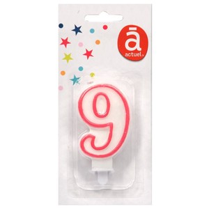 Świeczka urodzinowa "9" 7,5 cm Różowa Actuel 1 sztuka