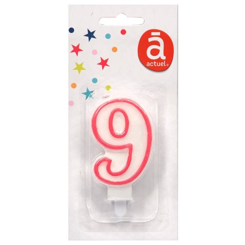 Świeczka urodzinowa "9" 7,5 cm Różowa Actuel 1 sztuka
