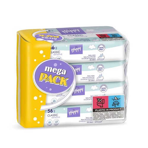 Chusteczki nawilżane dla dzieci classic sensitive Bella Baby Happy 4 x 56 sztuk