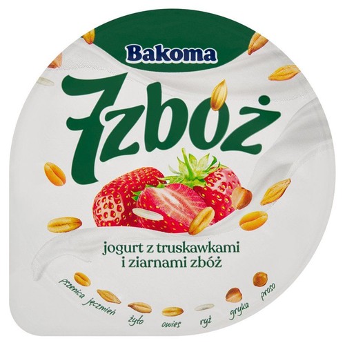 Jogurt 7 zbóż z truskawkami Bakoma 140 g