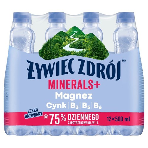 Woda lekko gazowana Minerals+  Żywiec Zdrój 12 x 0,5 l