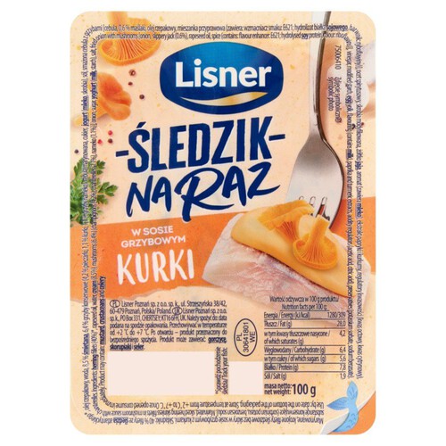 Śledzik na raz w sosie grzybowym Lisner 100 g