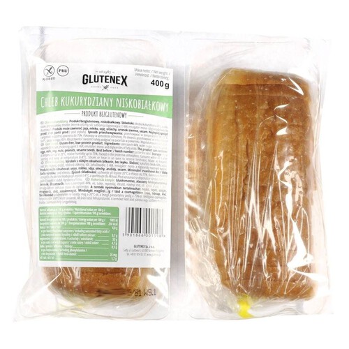 Chleb kukurydziany. bezglutenowy. niskobiałkowy Glutenex 400 g