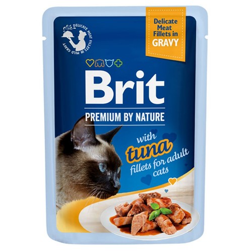 Karma mokra dla kotów z filetami z tuńczyka w sosie Brit 85 g