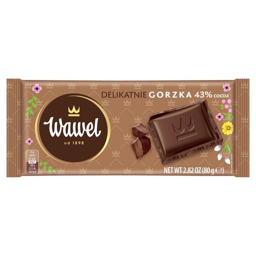 Czekolada delikatnie gorzka 43% kakao Wawel 80 g
