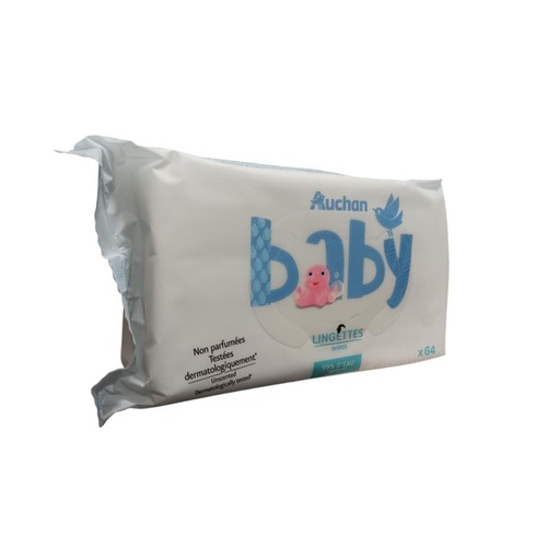 Chusteczki nawilżane 99% wody Auchan baby 64 sztuki