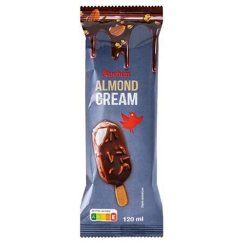 Lody śmietankowo waniliowe w czekoladzie mlecznej z migdałami Auchan 120 ml