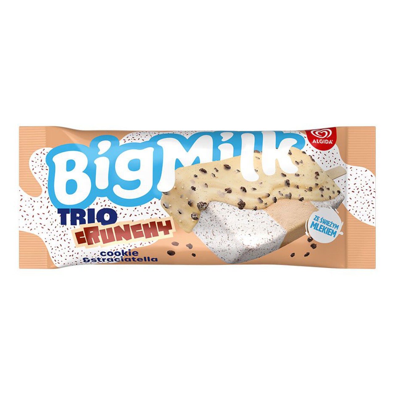 Lody Trio Crunchy straciatella i ciasteczka Big Milk 90 ml