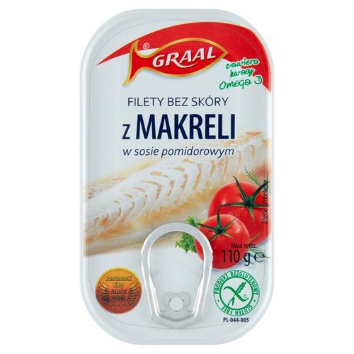 Filety z makreli bez skóry w sosie pomidorowym GRAAL 110 g