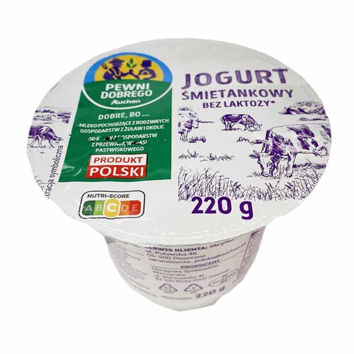 Jogurt śmietankowy bez laktozy Pewni Dobrego 220 g