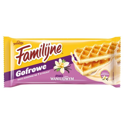 Wafle Familijne Gofrowe z musem o smaku waniliowym Jutrzenka 130 g