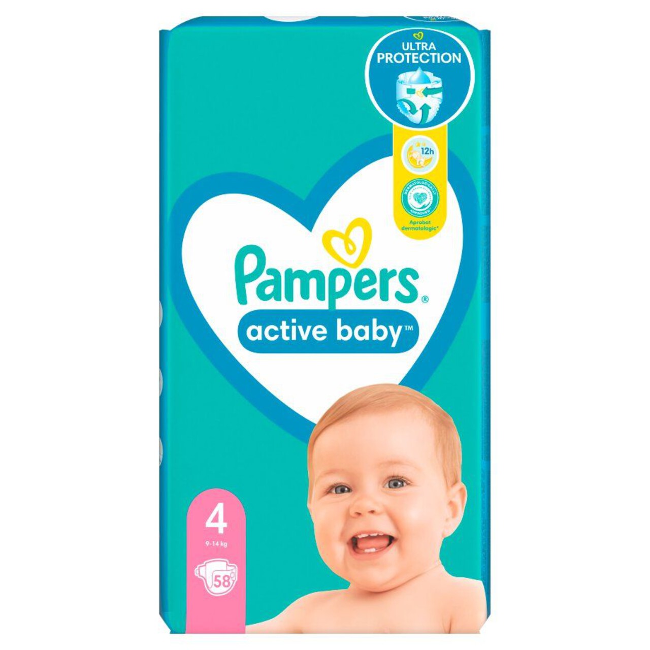 Active Baby Maxi Pack rozmiar 4 ( 9 - 14 kg ) pieluchy Pampers 58 sztuk