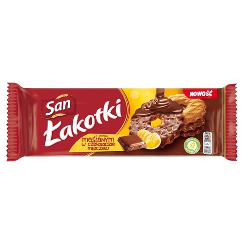 Ciastka maślane w mlecznej czekoladzie San 146 g