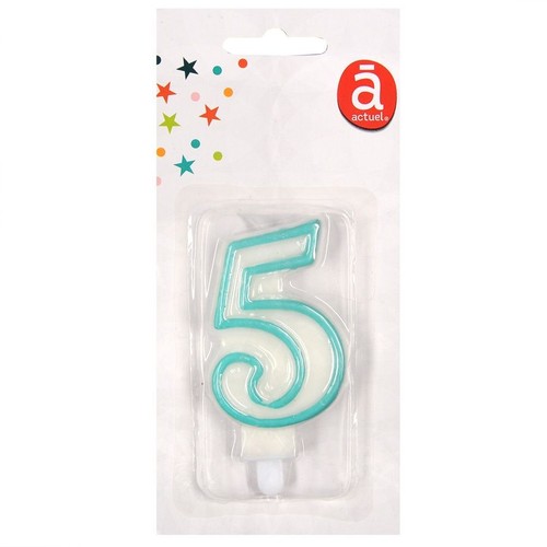 Świeczka urodzinowa "5" 7,5 cm Niebieska Actuel 1 sztuka