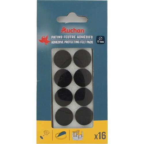 Zestaw podkładek filcowych z klejem o 17 mm  Auchan 16 sztuk