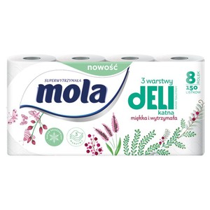 Papier toaletowy biały 3 warstwy    Mola 8 rolek
