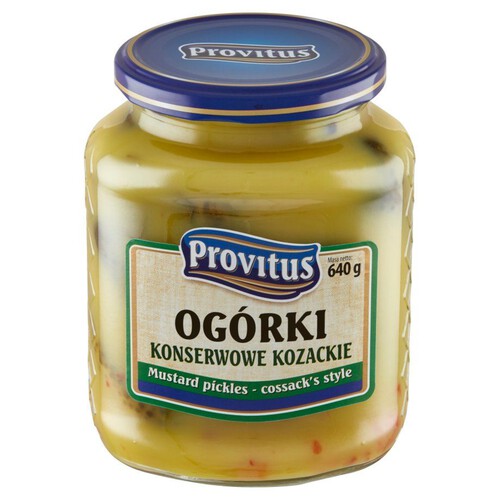 Ogórki konserwowe Kozackie - ogórki w zalewie musztardowej Provitus 720 ml