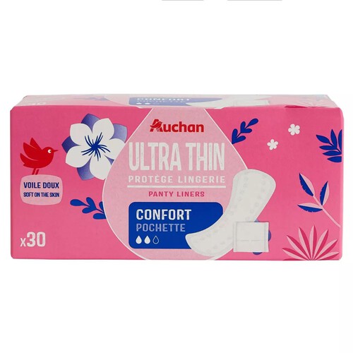 Wkładki higieniczne Ultra cienkie Comfort Auchan 30 sztuk