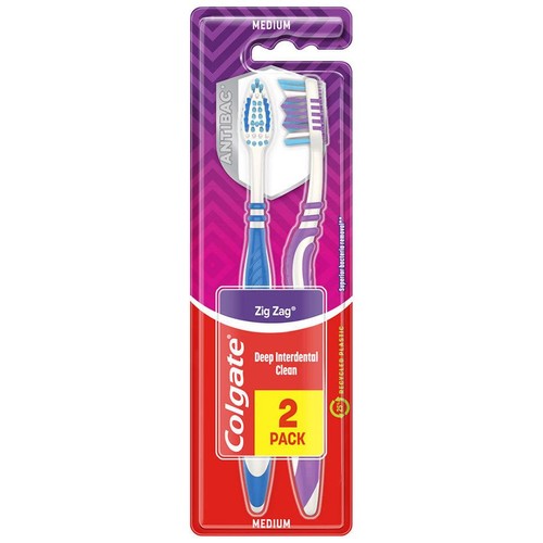 Szczoteczka do zębów średnia ZigZag 2 sztuki Colgate 2 sztuki