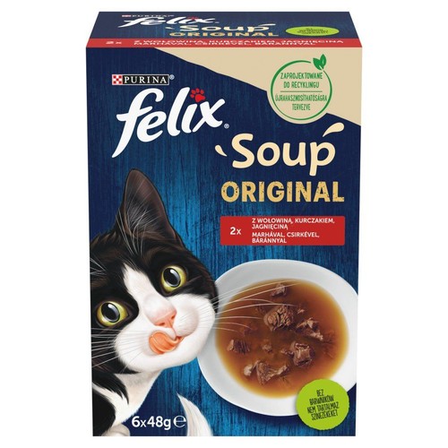 Karma mokra dla kotów Zupa z wołowiną. kurczakiem i jagnięciną Felix 6 x 48 g