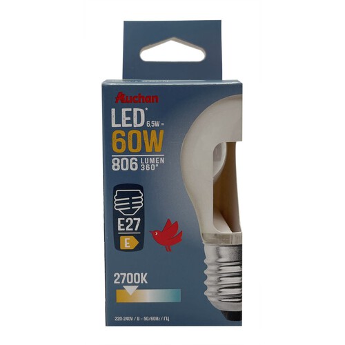 Żarówka LED E27 60W standard ciepła Auchan 1 sztuka