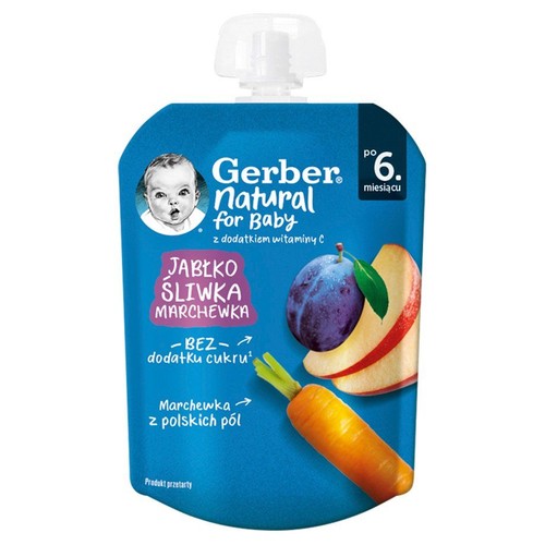 Mus owocowy jabłko, śliwka, marchewka po 6 miesiącu Gerber 80 g