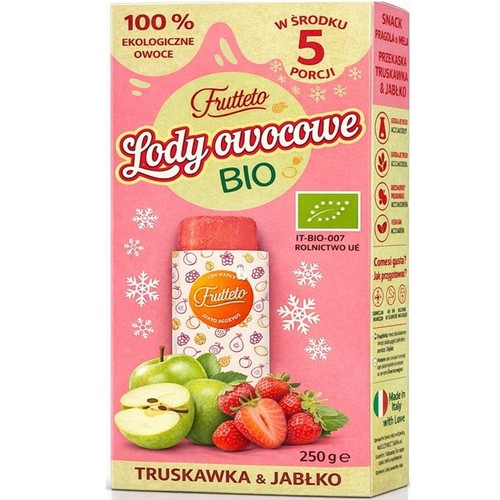 BIO Lody owocowe truskawka - jabłko Frutteto 250 g