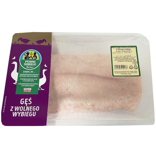 Pierś z gęsi z kością ze skórą  Pewni Dobrego na wagę ok 1.2 kg
