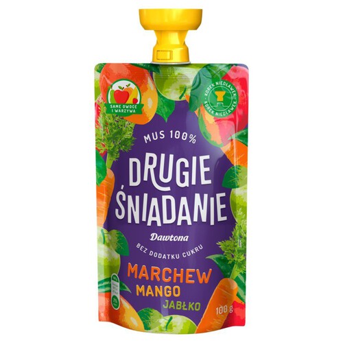 Drugie śniadanie Mus owocowy marchew/mango/jabłko Dawtona 100 g