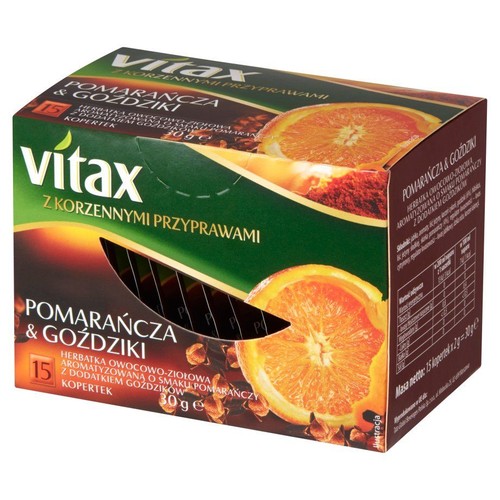 Herbatka owocowo-ziołowa pomarańcza & goździki Vitax 15 torebek