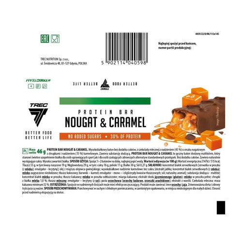 Better Food Protein Bar nougat & caramel Trec 46 g