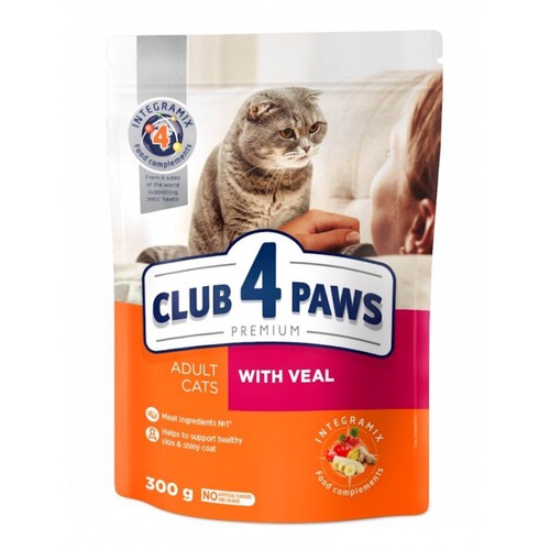 Karma sucha z cielęciną dla kota Club4Paws 300 g