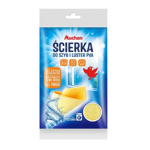 Ścierka do szyb i luster PVA Auchan 1 sztuka