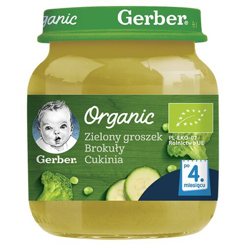 Organic zielony groszek, brokuły, cukinia Gerber Organic 125 g