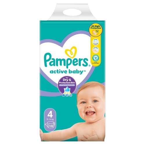 Pieluszki Active baby 4  9-14 kg Pampers 132 sztuki