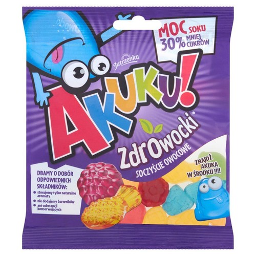 Żelki Zdrowocki z sokiem owocowym 30% mniej cukrów AKUKU! 90 g